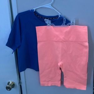 DKNY Sport Top And Bottom Set Pink Blue Size L